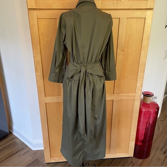 Venus army green button down collared midi Dress size 6 - Picture 9 of 12